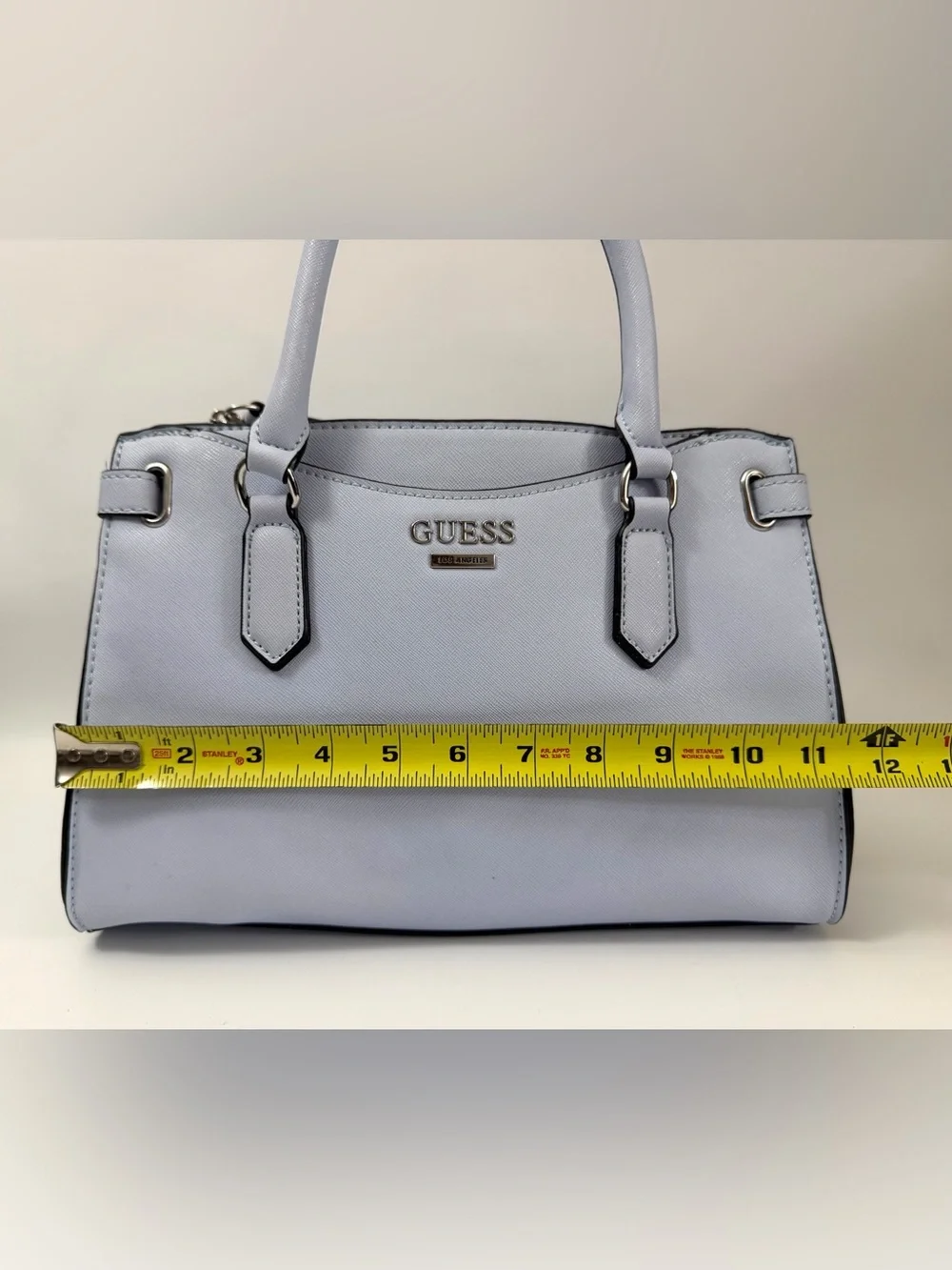 GUESS Satchel Handbag Light Blue Crossbody Purse w/ Wallet Zip Top Faux Leather